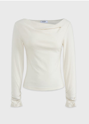 Aaliyah Unbalanced Cawl-neck Tee