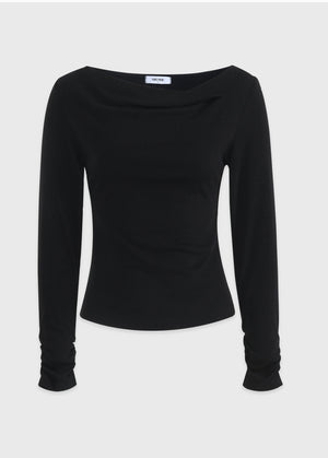 Aaliyah Unbalanced Cawl-neck Tee