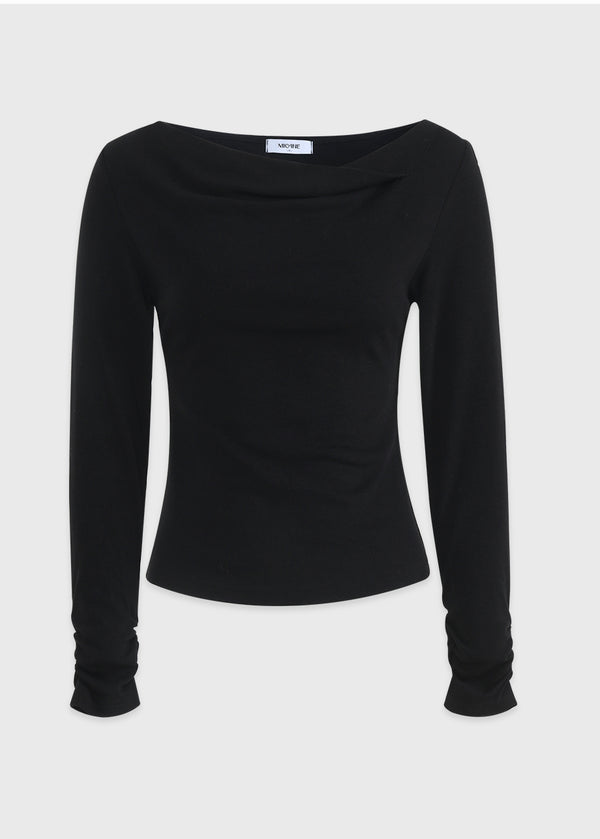 Aaliyah Unbalanced Cawl-neck Tee