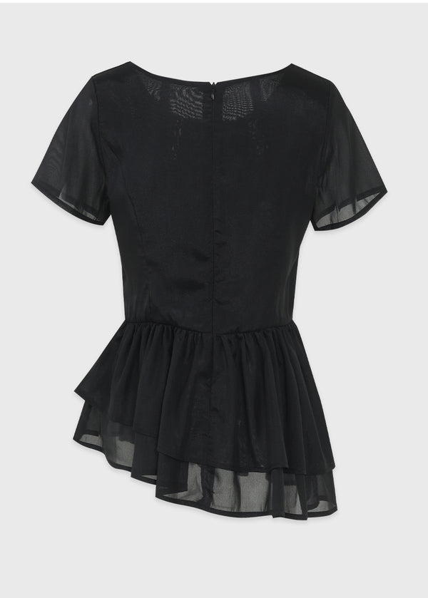Aelira Short-Sleeve Tiered Blouse-Tie Setup