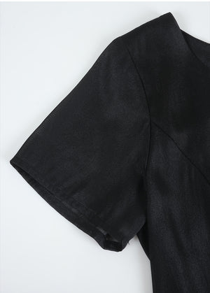 Aelira Short-Sleeve Tiered Blouse-Tie Setup