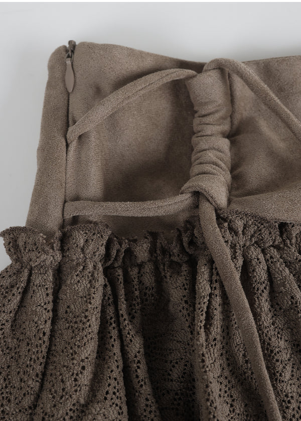 Agata Suede Cancan Mini Skirt