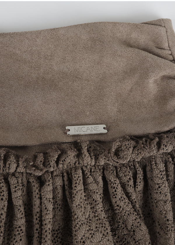 Agata Suede Cancan Mini Skirt