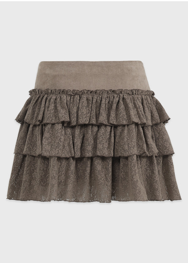 Agata Suede Cancan Mini Skirt