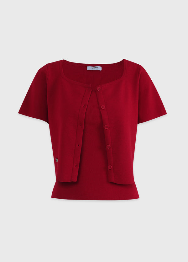 Alyssa Crop Cadigan-Sleeveless Setup