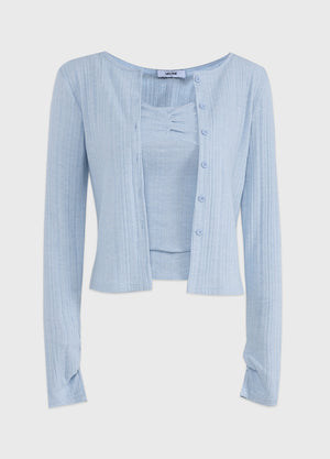 Azura Stripe Cardigan-Sleeveless Set Up