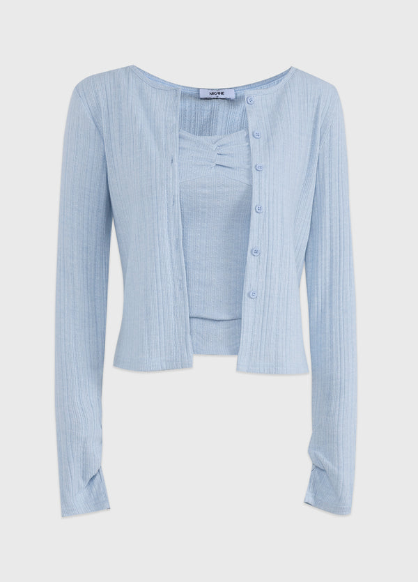 Azura Stripe Cardigan-Sleeveless Set Up