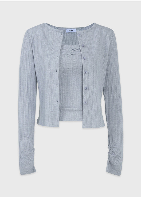 Azura Stripe Cardigan-Sleeveless Set Up