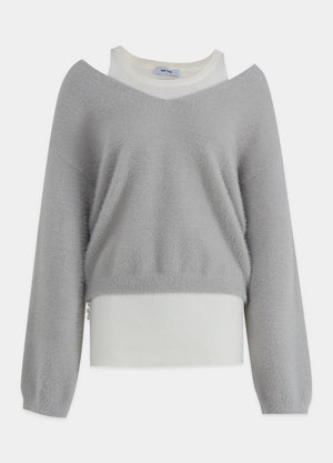 Belita Hairy Knit-Wool Sleeveless Setup