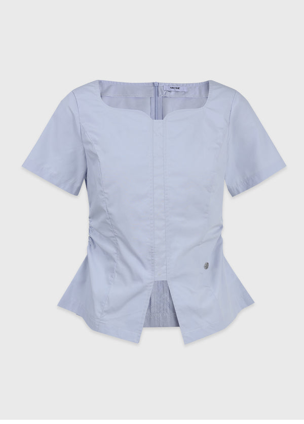 Bellflower Heart Neck Slit Blouse