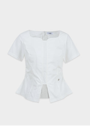 Bellflower Heart Neck Slit Blouse