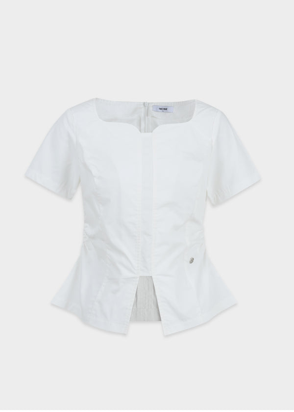 Bellflower Heart Neck Slit Blouse