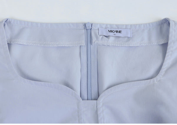 Bellflower Heart Neck Slit Blouse