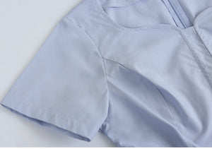 Bellflower Heart Neck Slit Blouse