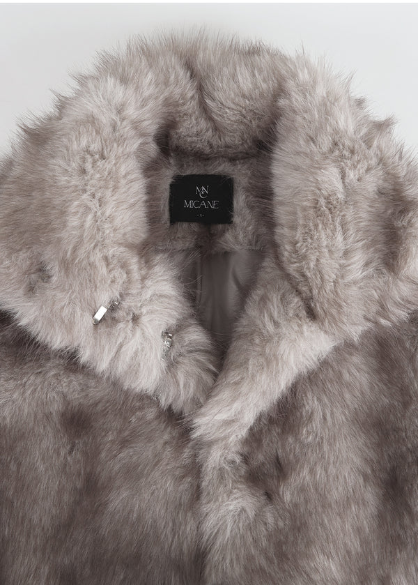 Bernice High Neck Half Fur Jacket