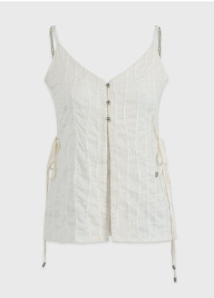 波點 V 領開衩緊身胸衣