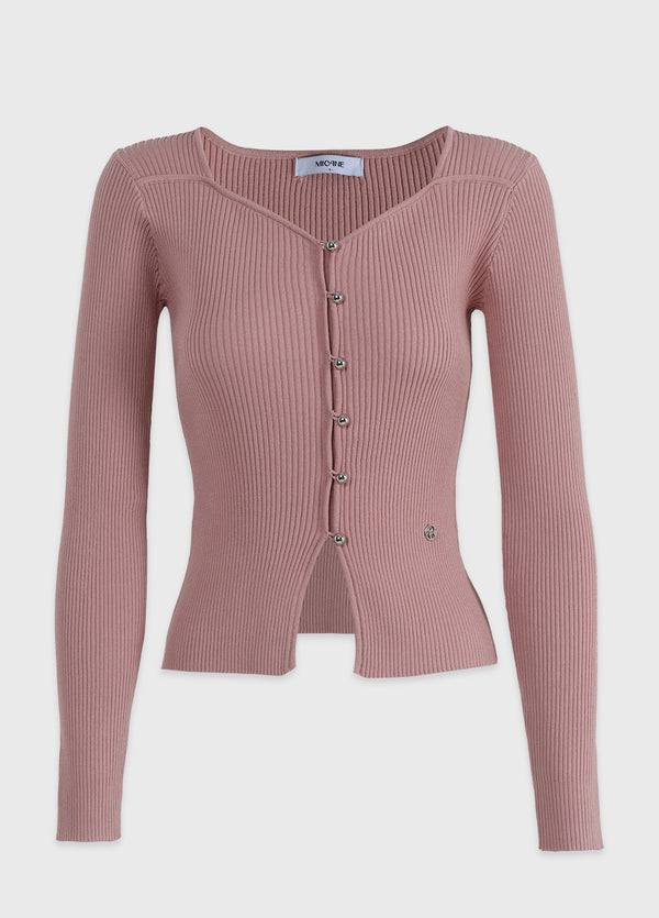 Bouquet Heart Neck Knit Navy