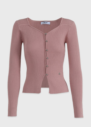 Bouquet Heart Neck Knit Pink