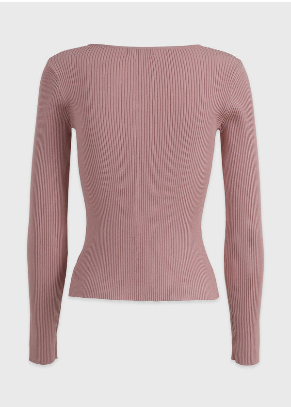 Bouquet Heart Neck Knit Pink