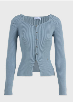 Bouquet Heart Neck Knit Navy