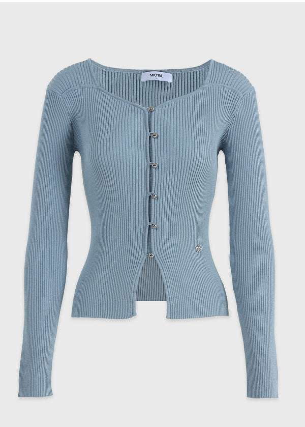 Bouquet Heart Neck Knit Navy