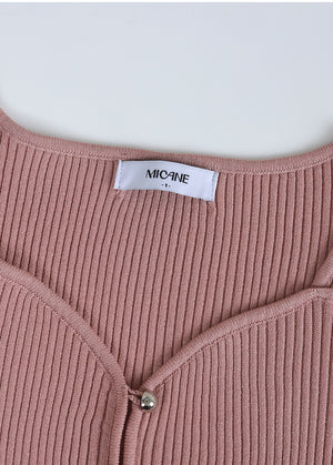 Bouquet Heart Neck Knit Pink