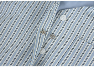 泡泡條紋開領長裙