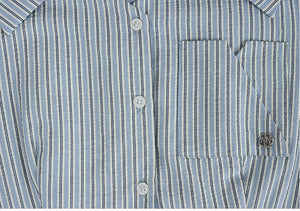 泡泡條紋開領長裙