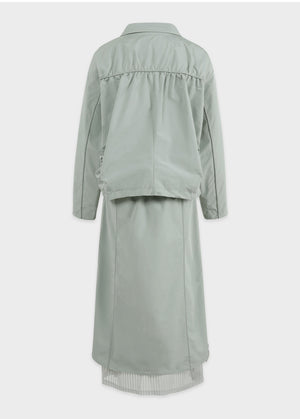 Crease Piping Shirring Long Skirt