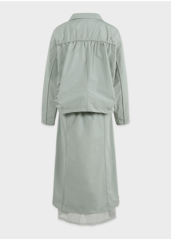 Crease Piping Shirring Long Skirt