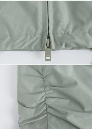 Crease Piping Shirring Long Skirt