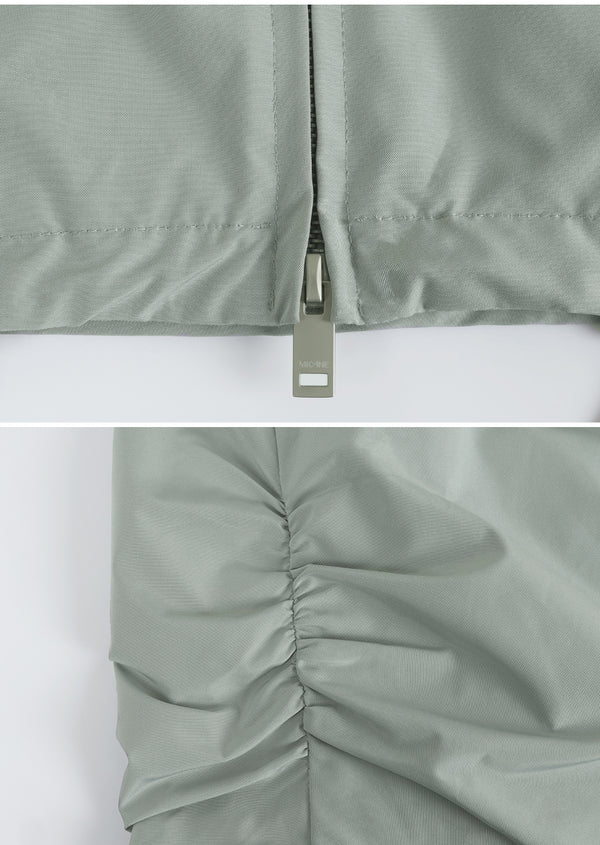 Crease Piping Shirring Long Skirt