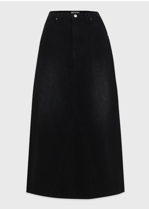 Finly Fringe Denim Long Skirt