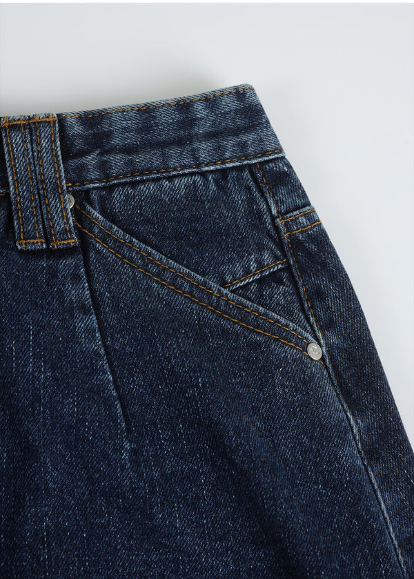 Finly Fringe Denim Long Skirt