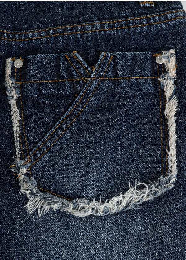 Finly Fringe Denim Long Skirt