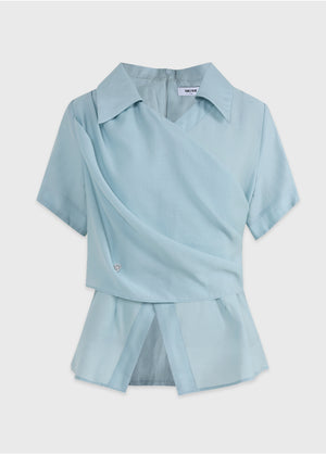 Florescence Flat-Collar Wrap Blouse