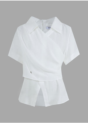 Florescence Flat-Collar Wrap Blouse