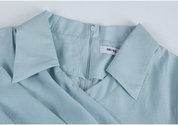 Florescence Flat-Collar Wrap Blouse