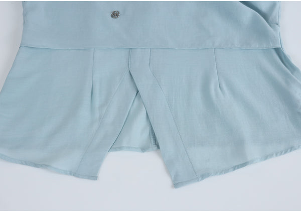 Florescence Flat-Collar Wrap Blouse