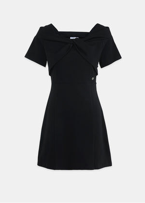 花朵露肩迷你連身裙