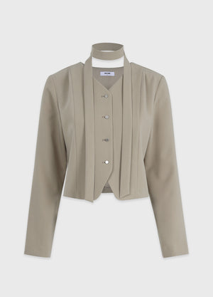Glenn Pintuck Tie Blouse