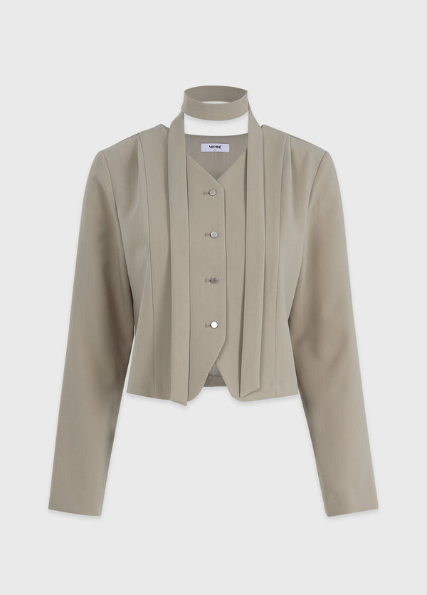 Glenn Pintuck Tie Blouse