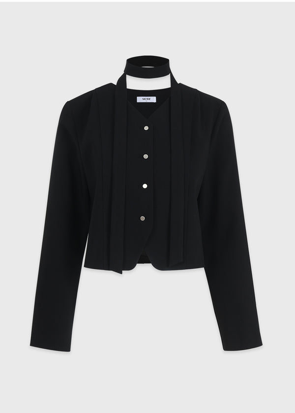 Glenn Pintuck Tie Blouse