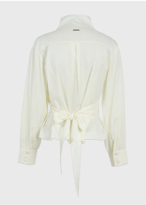 Hana High Neck Wrap Blouse