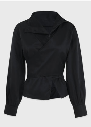 Hana High Neck Wrap Blouse