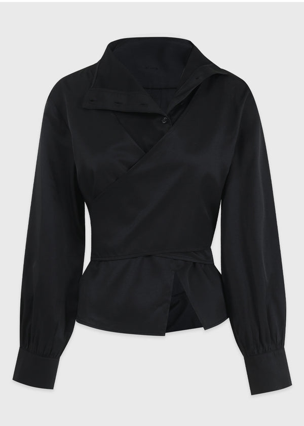 Hana High Neck Wrap Blouse