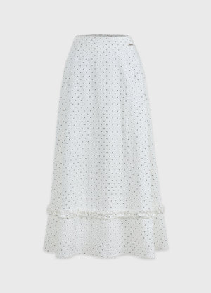 Inra Dot Frill Flare Skirt