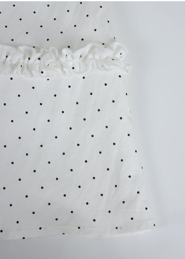 Inra Dot Frill Flare Skirt