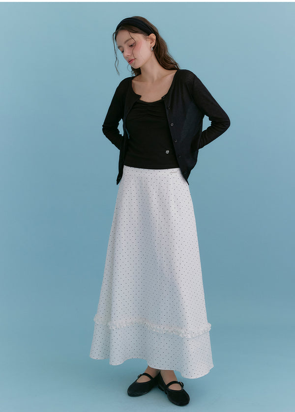 Inra Dot Frill Flare Skirt