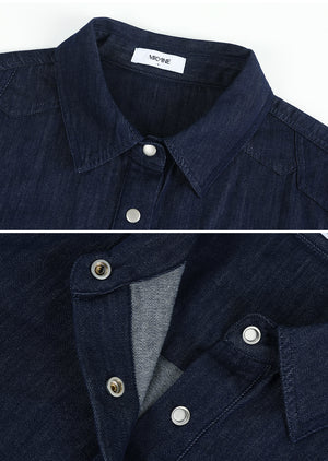 Intriguing M-Point Half Denim Shirt